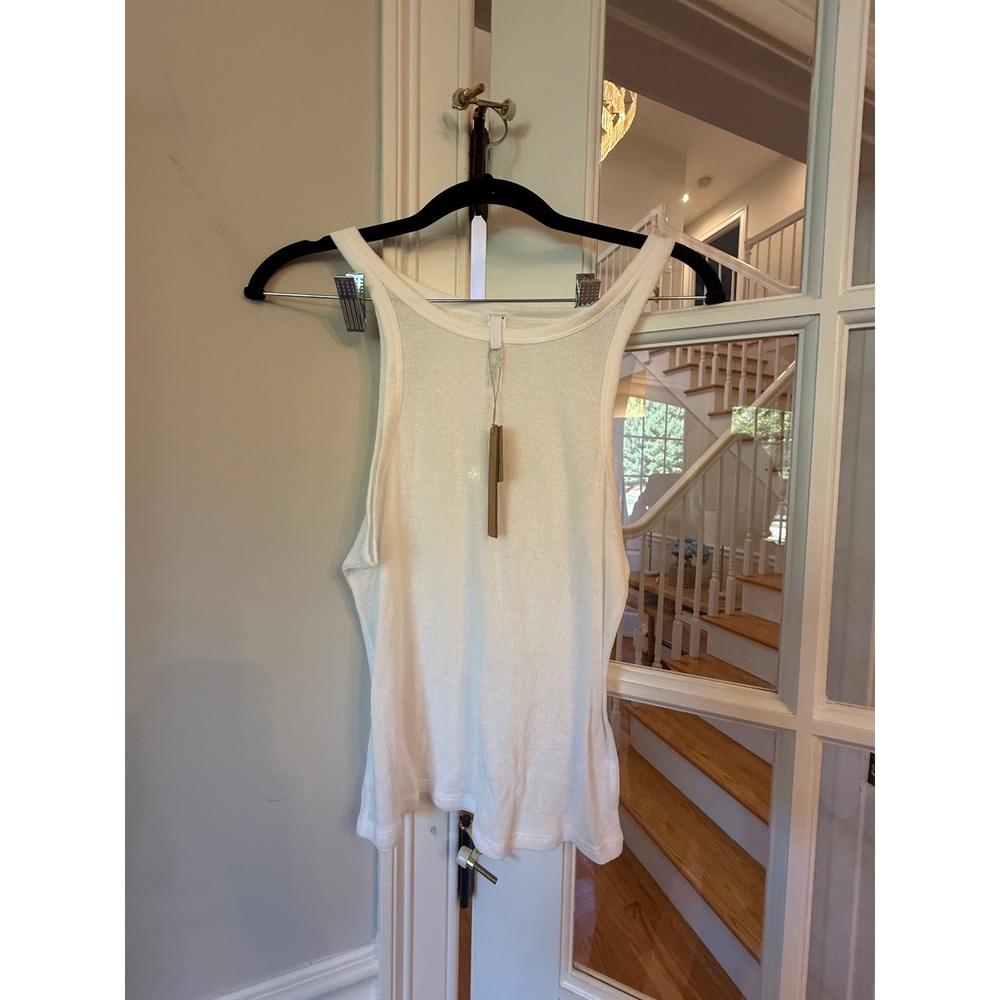 SKIMS Threadbare Tank Top Snow White Ribbed Scoop Neck Large NWT